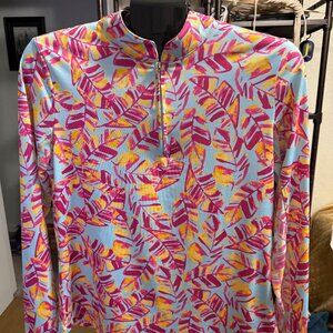Emerald 18 Women's Golf pullover 1/4 Zip Tropical Print Size Medium
